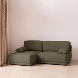 Banquette canapé d'angle gauche convertible 3 places velours côtelé avec coffre NELSON