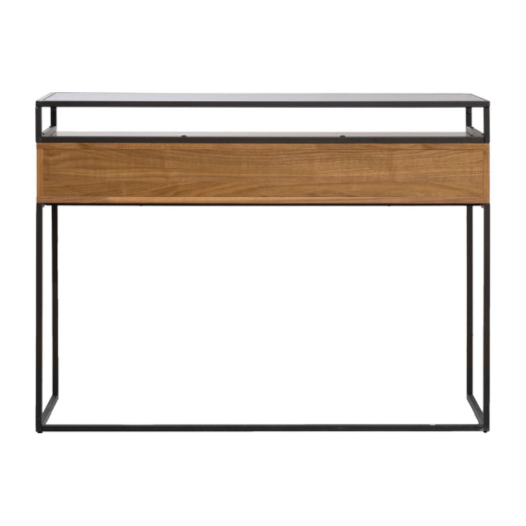 Console décor bois foncé et métal noir industriel - ESPERANCIO 063