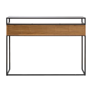 Console décor bois foncé et métal noir industriel - ESPERANCIO 063