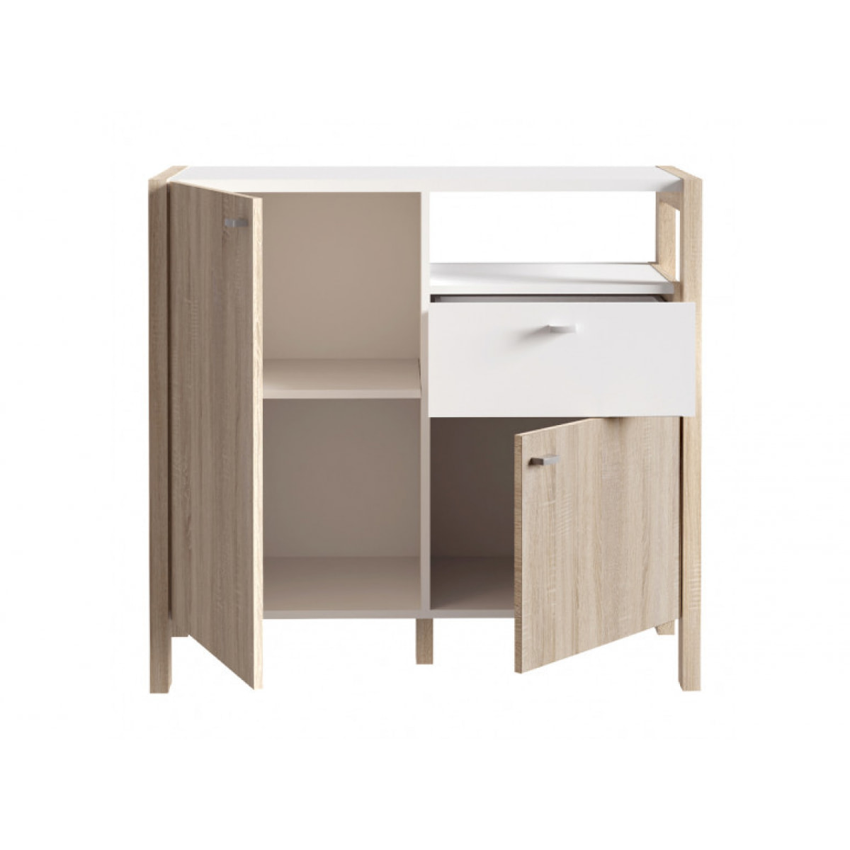Buffet moderne en bois effet chêne et blanc - VIK