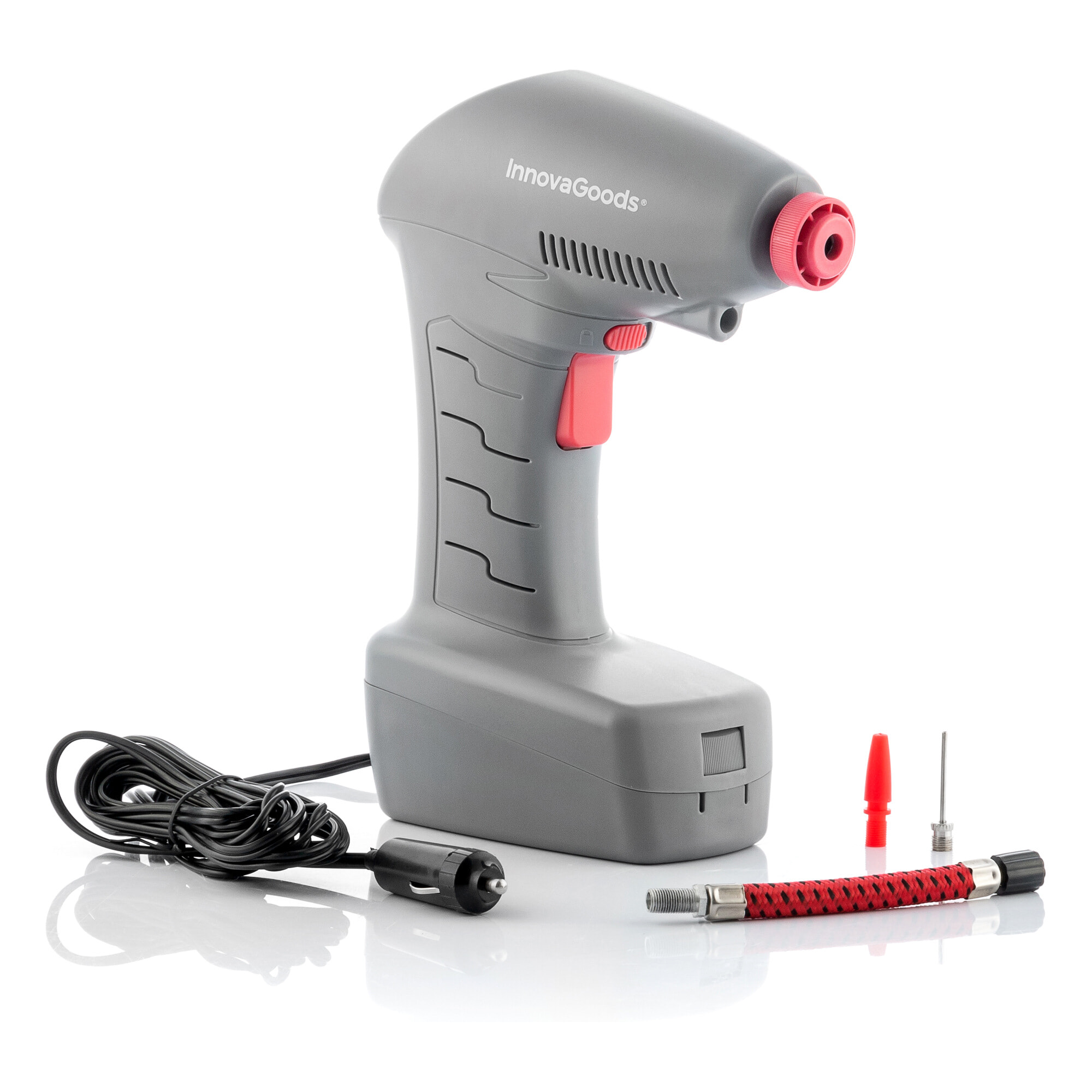 Compressore D'Aria Portatile Con LED Airpro+ 100 W - Grigio - 18x25x8 cm