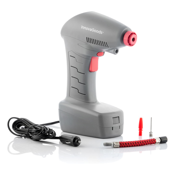Compressore D'Aria Portatile Con LED Airpro+ 100 W - Grigio - 18x25x8 cm