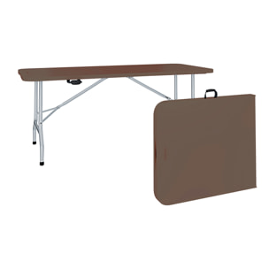 Tavolo Tavolino Pieghevole In Dura Resina Set Birreria Facile Trasporto Con Maniglie Giardino Campeggio Terrazzo Fiere Sagre 180x74x74 cm Marrone