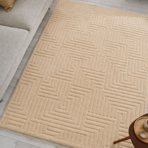 HARMONIE - Tapis de salon beige à motif artistique en relief