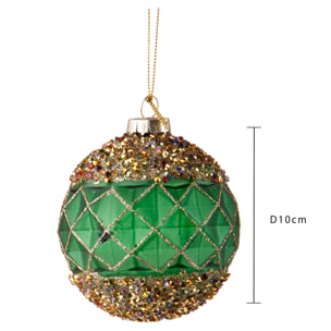 Sfera con Rete e Paillettes - Pezzi 4 - Colore Verde - 8x8Hx8cm - Bianchi Dino