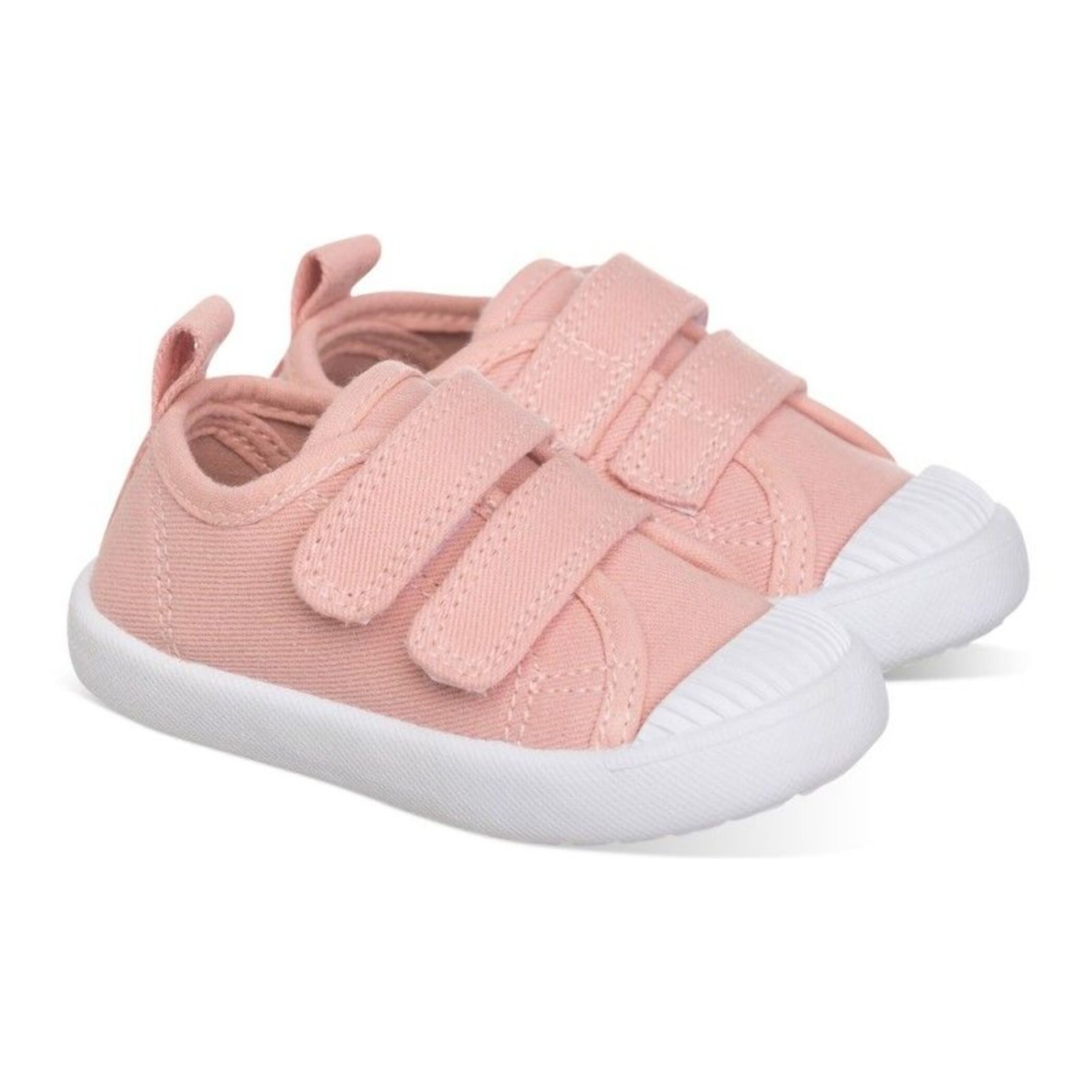Lona color rosa, fácil de combinar, con dos Velcros, puntera de goma y gran flexibilidad