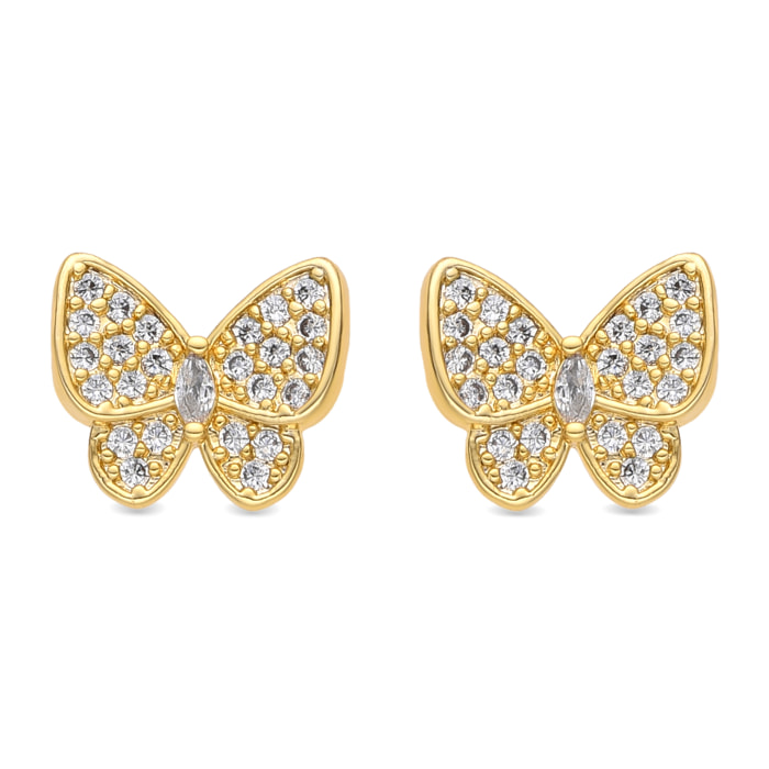 Pendientes acabado oro amarillo de 18k y Circonita Brillante