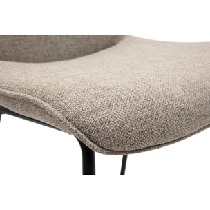 Tabourets de bar en tissu taupe et métal noir H65 cm (lot de 2) BOOST