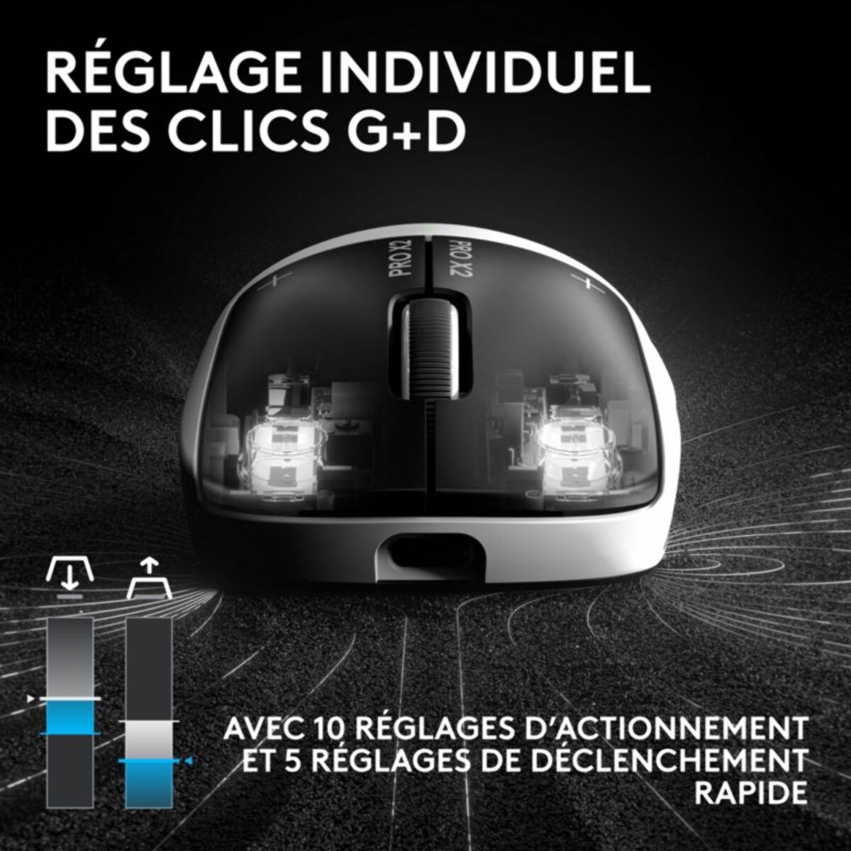 Souris Gamer Sans Fil LOGITECH PRO X2 SUPERSTRIKE LUNAR ECLIPSE