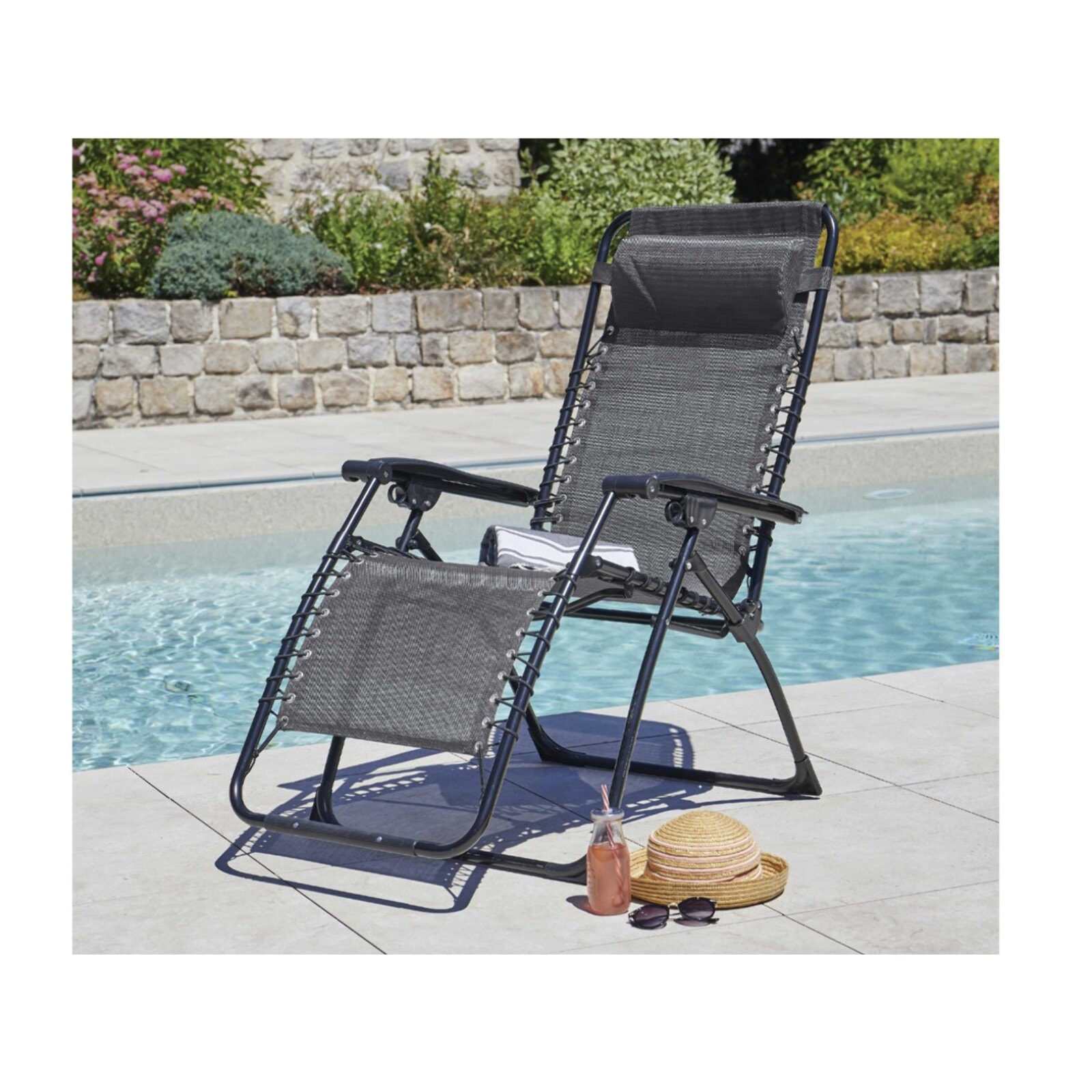 PALAVAS - lot de 2 fauteuils relax - Acier - Gris Anthracite