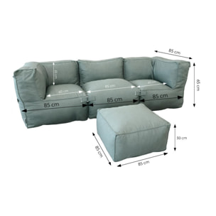 VERONE Salon de jardin modulable 4 places vert en tissu déperlant