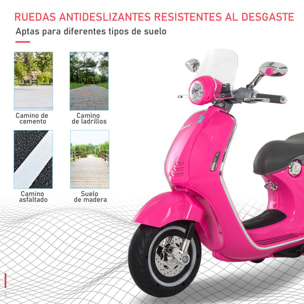 Moto Eléctrica con Faros Música 2 Ruedas Auxiliares Rosa