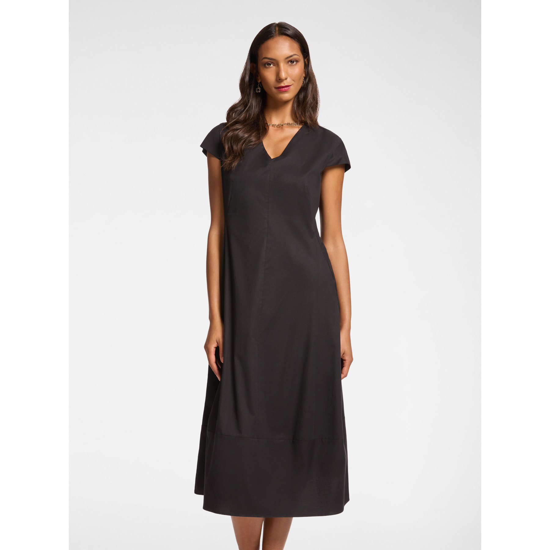 Elena Mirò - Vestido midi con escote en pico - Negro