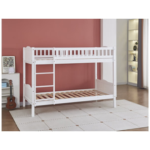 Lit superposé enfant "Gabriel" - Bois - Blanc - 90 x 190 cm
