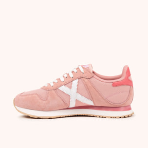 Sneakers de Estilo Retro Running en Serraje y Rejilla Color Rosa MUNICH MASSANA CLASSIC WMN 595