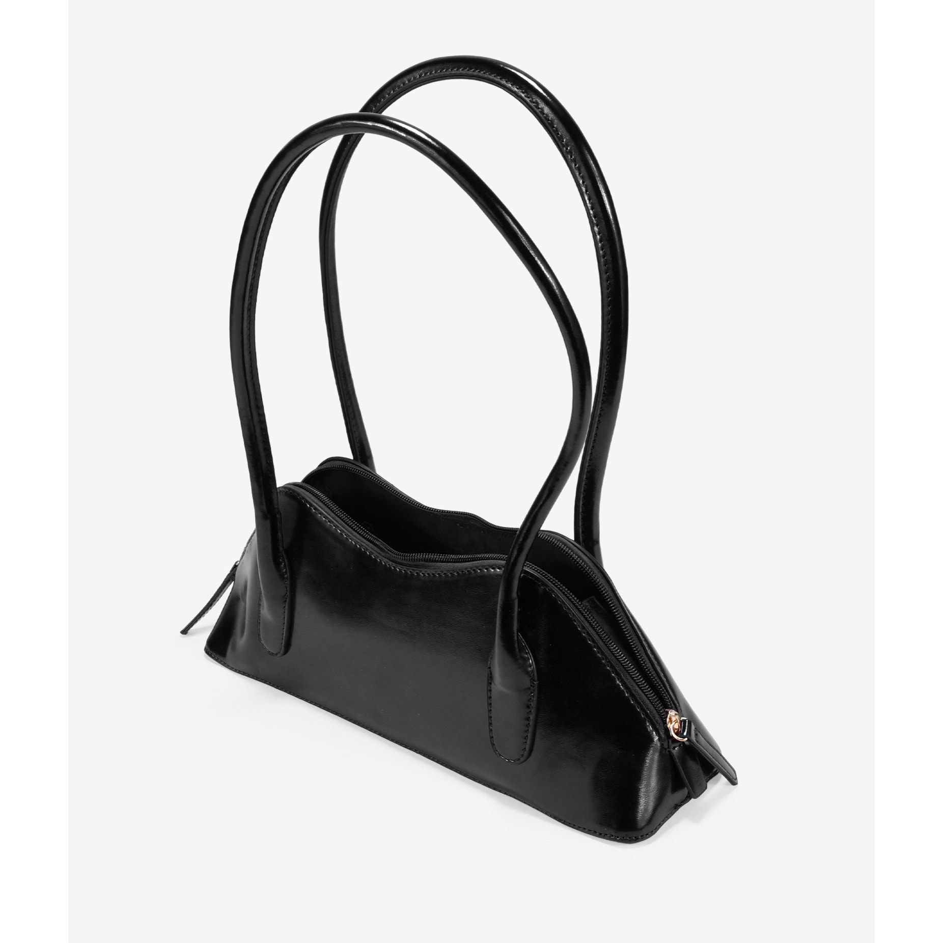 Bolso de hombro negro con cremallera