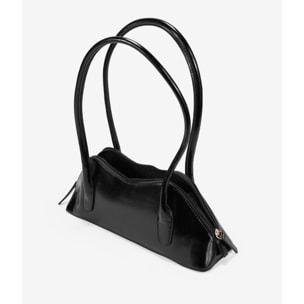 Bolso de hombro negro con cremallera