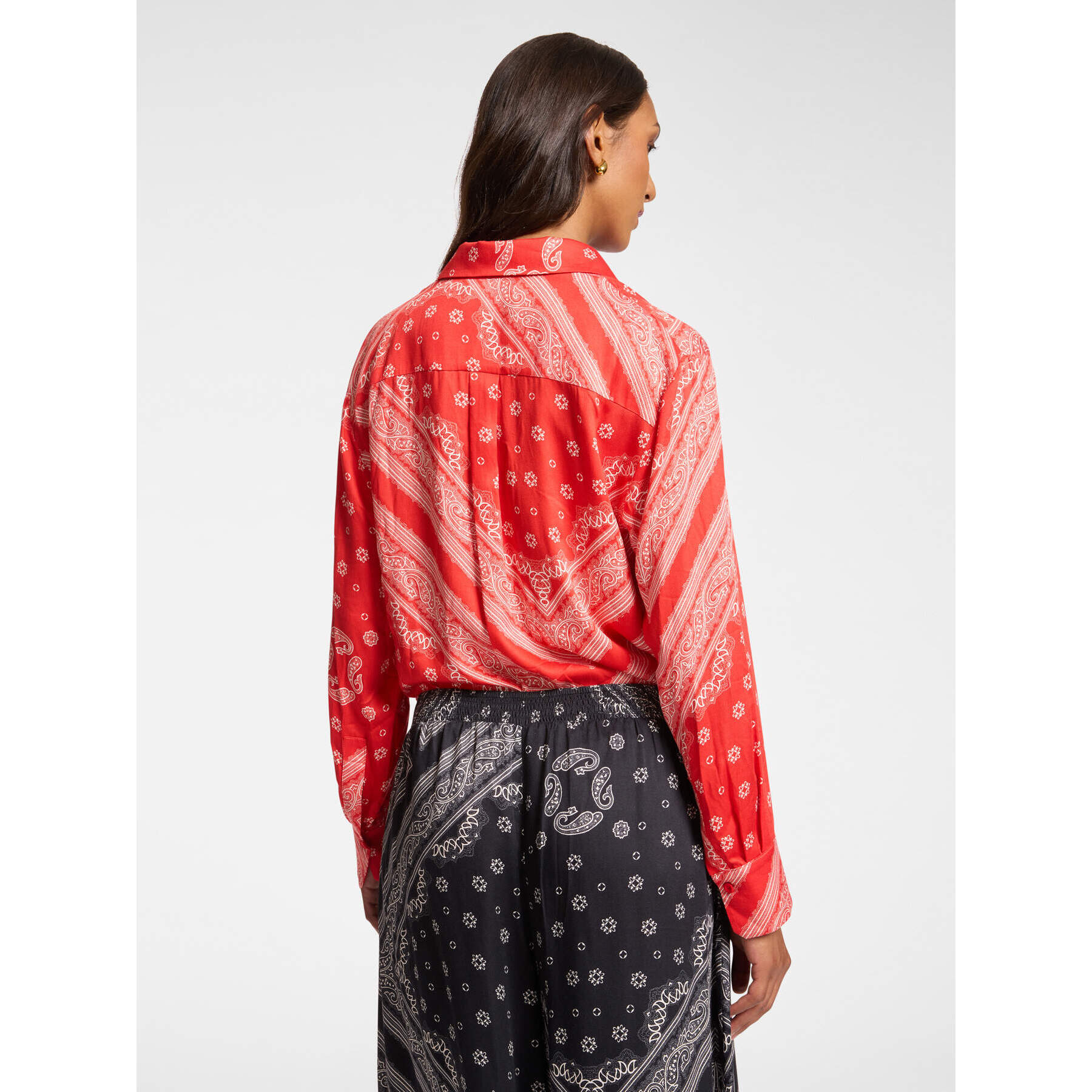 Elena Mirò - Camisa con estampado de bufanda - Rojo