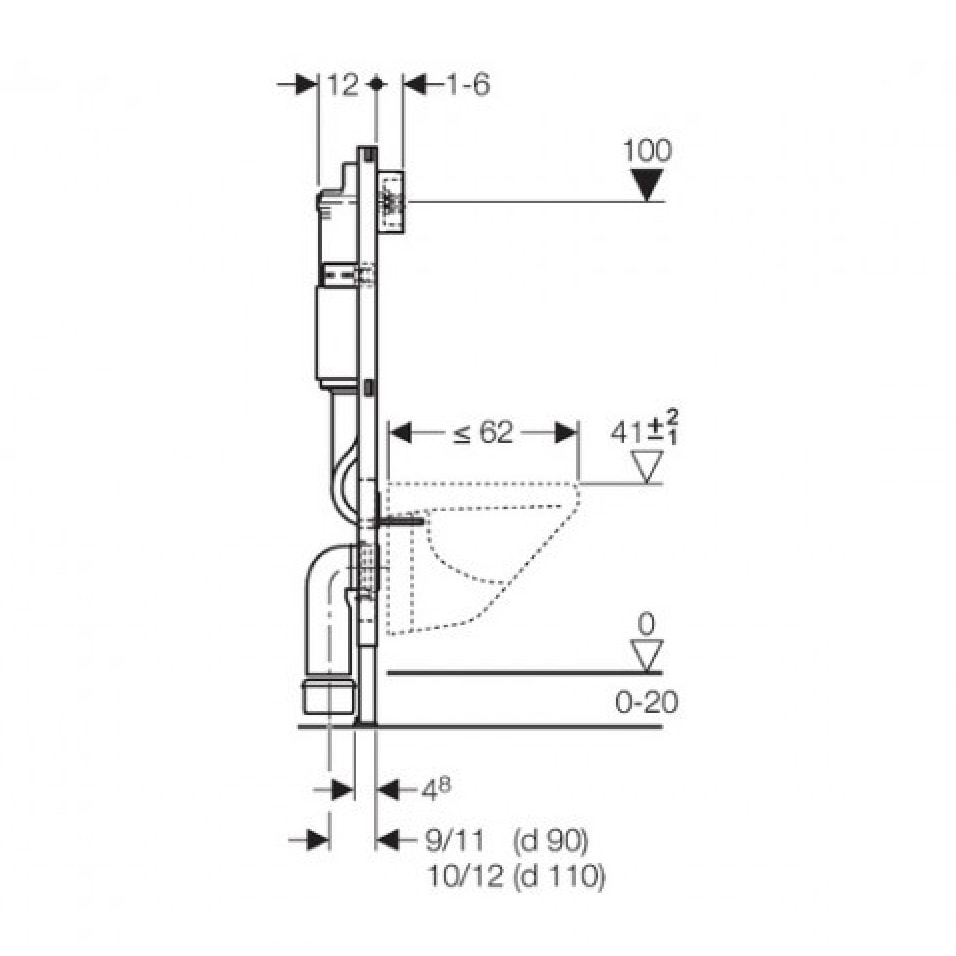 Ensemble bâti-support Duofix UP100 + réservoir pour WC  112 cm (458.103.00.1)