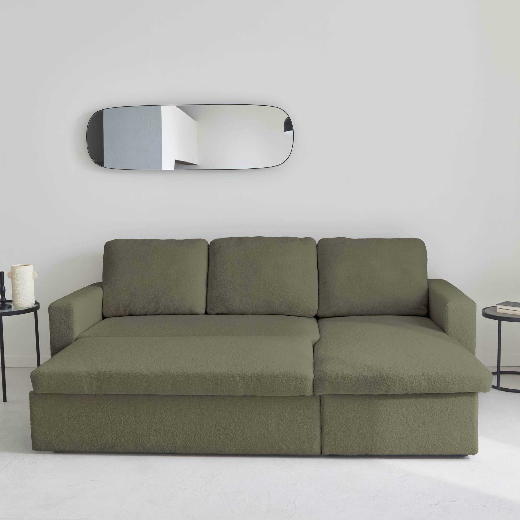 Canapé convertible réversible 3 places bouclette IDA BOUCLETTE