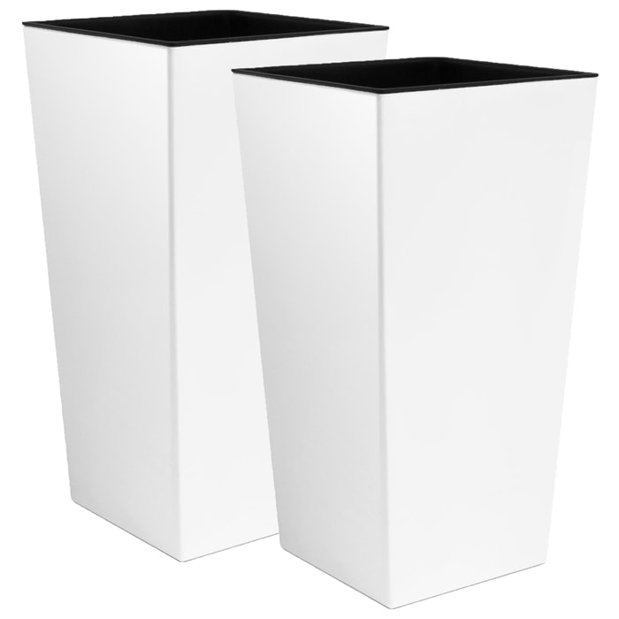 2 unidades de macetero zanvic urbi 26,6 litros de plástico fower pot con interior liner 27 x 27 x 50 cm blanco