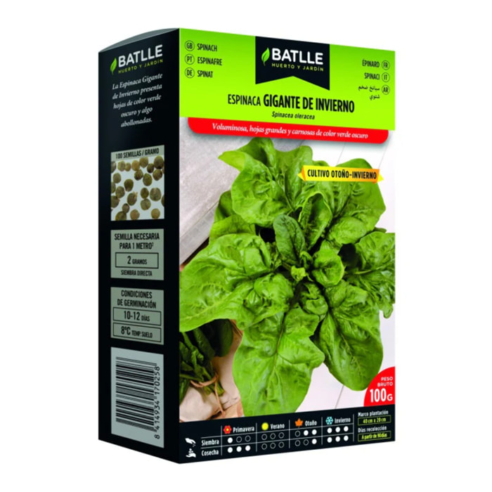 Semillas de Espinaca Gigante de Invierno 100 g Batlle