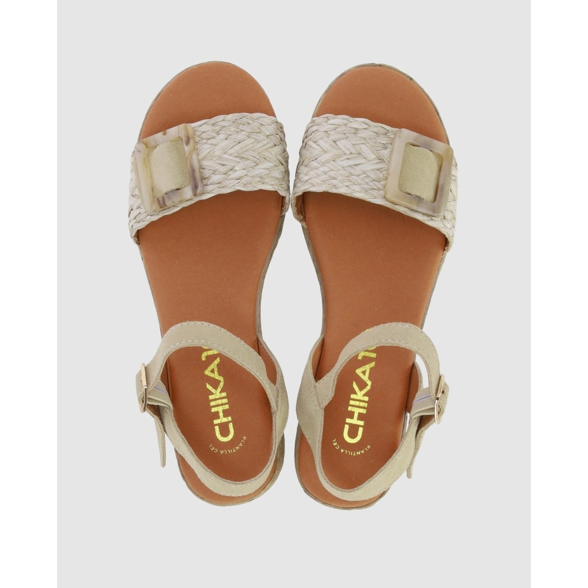 Sandalias de Tejido - Beig - Tacón: 5 cm