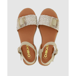 Sandalias de Tejido - Beig - Tacón: 5 cm