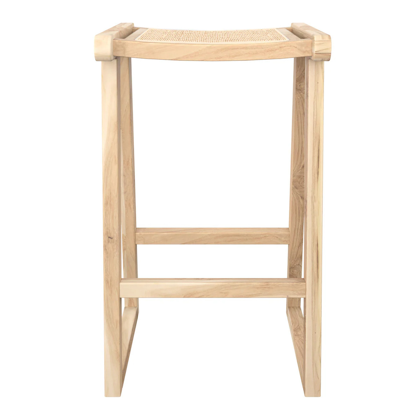 Tabouret pour îlot central 66 cm en teck et rotin naturel - Haida
