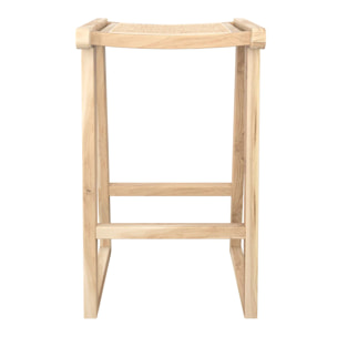 Tabouret pour îlot central 66 cm en teck et rotin naturel - Haida