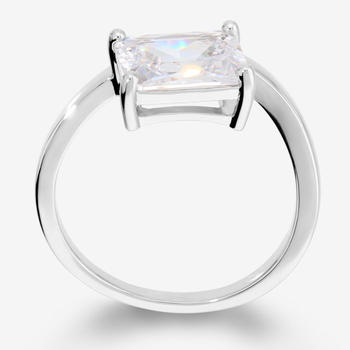 Anello Solitario con Cubic Zirconia a Baguette