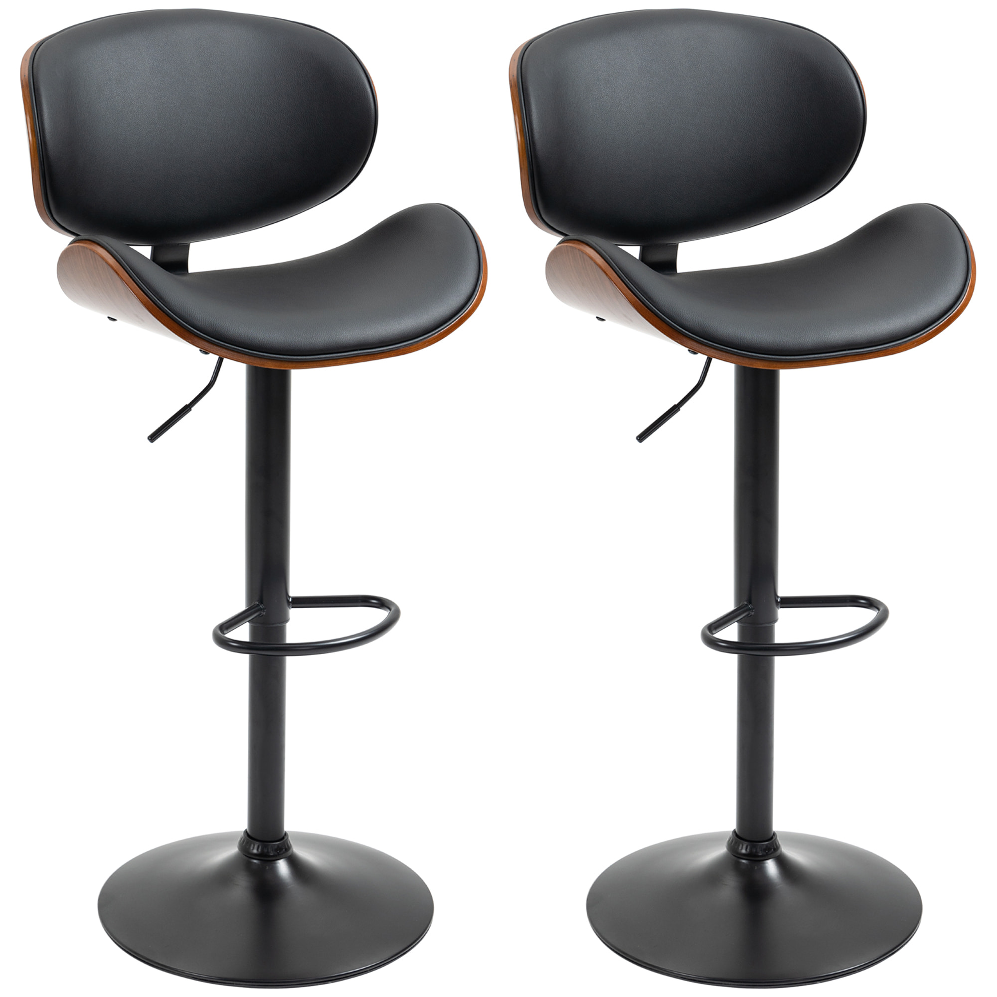 Lot de 2 tabourets de bar – Réglables et pivotants – Dossier et repose-pieds