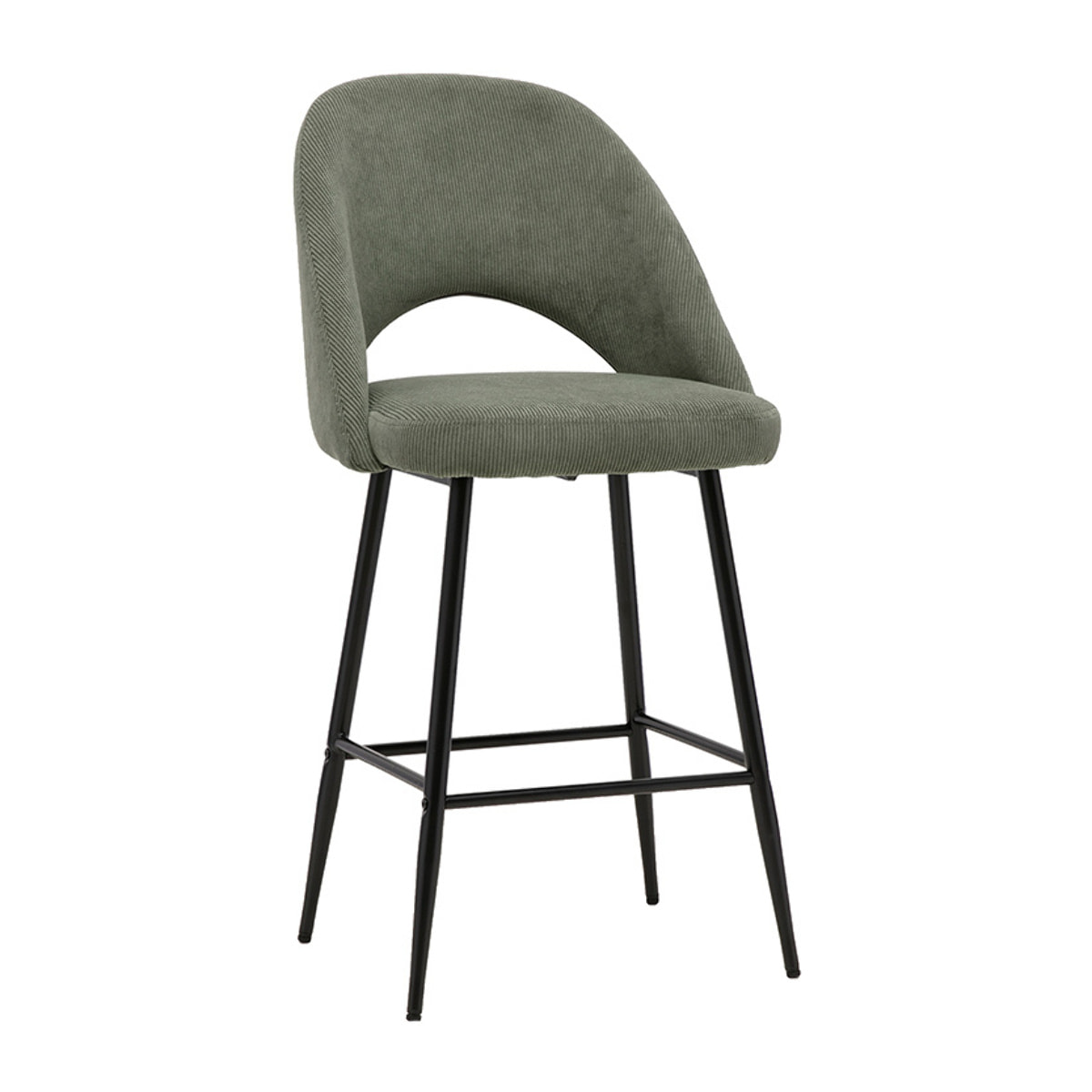 Tabourets de bar en tissu velours côtelé vert kaki H65 cm (lot de 2) COSETTE
