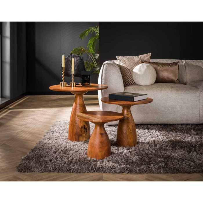 Henna - lot de 3 tables basses - bois d'acacia massif - Bois