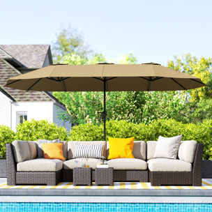 Sombrilla Doble 4x2,2 m Sombrilla Terraza Exterior con Manivela Manual Impermeable y Protección UV30+ Parasol Grande para Terraza Playa Piscina Café