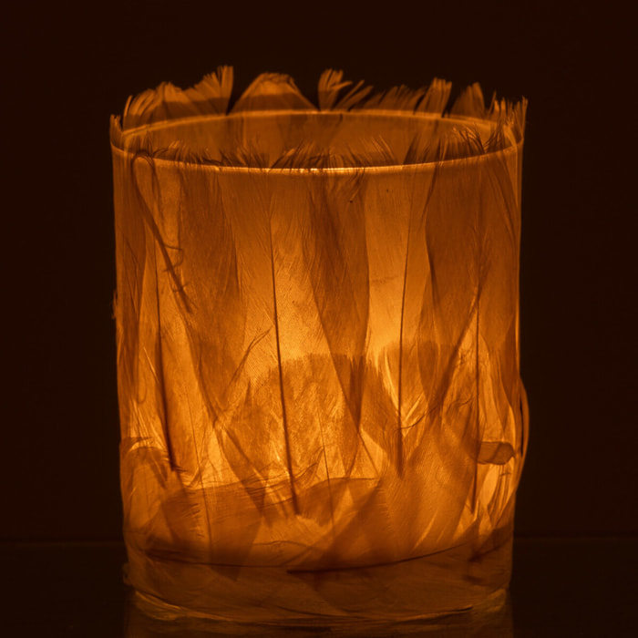 J-Line photophore Plumes - verre - crème - small - 4 pcs