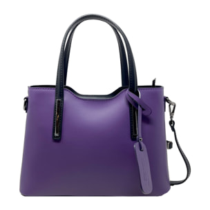Chicca Borse - Borsa a Mano Donna in Vera Pelle - Colore Viola