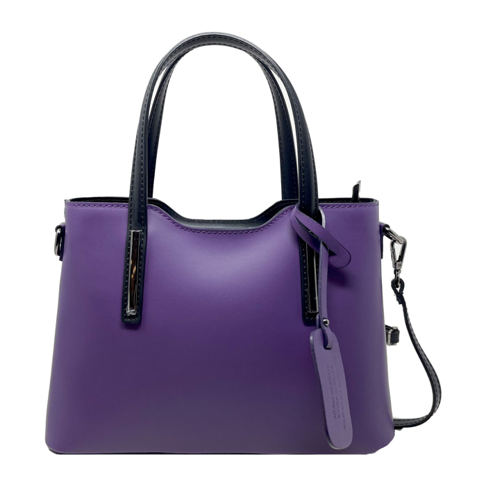 Chicca Borse - Borsa a Mano Donna in Vera Pelle - Colore Viola