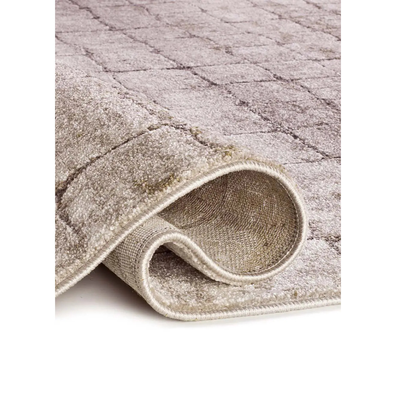 CERES Alfombra geométrica de pelo corto Crema y Marrón, varias medidas disponibles.