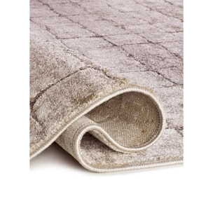 CERES Alfombra geométrica de pelo corto Crema y Marrón, varias medidas disponibles.