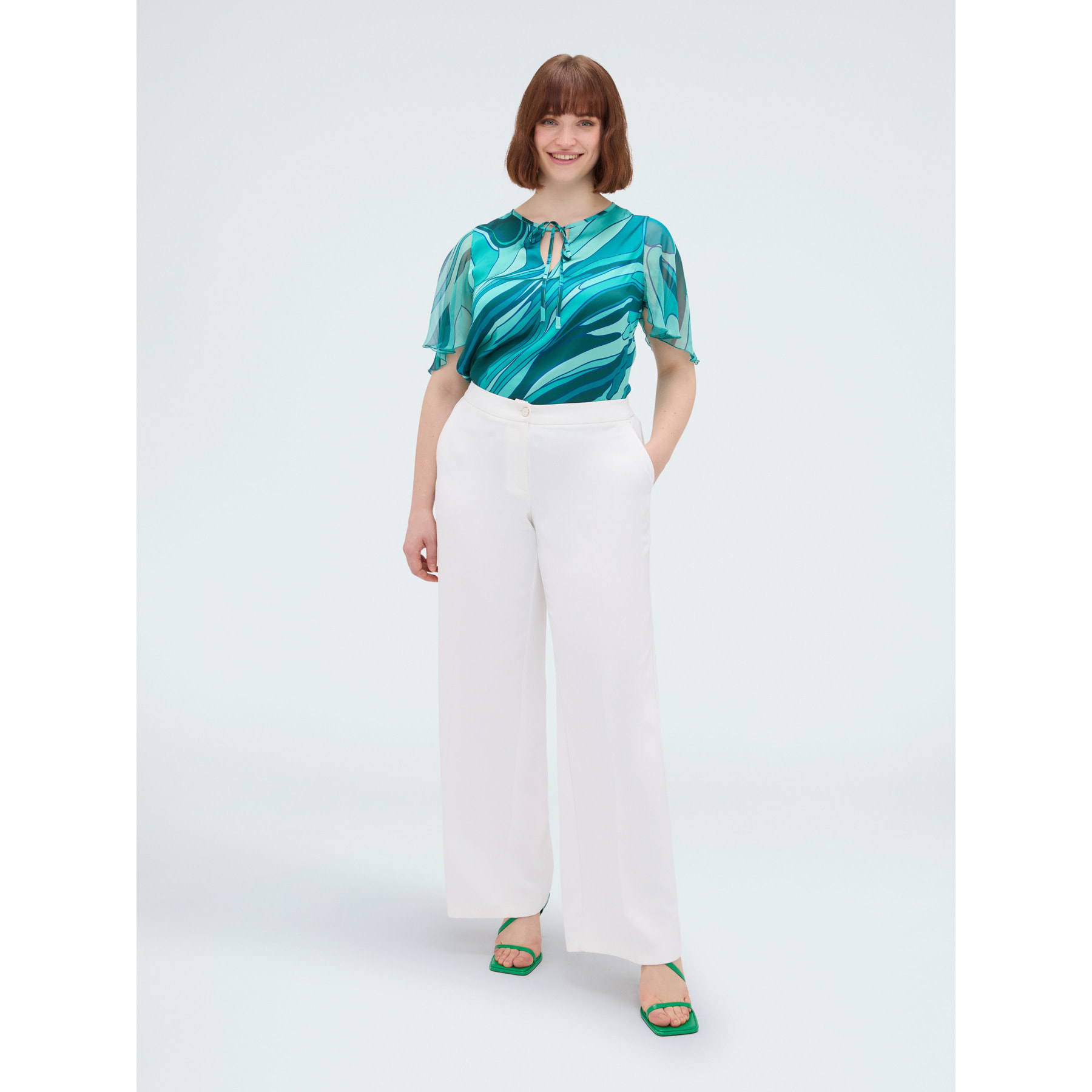 Fiorella Rubino - Blusa bimaterica con stampa - Verde