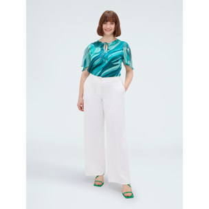 Fiorella Rubino - Blusa bimaterica con stampa - Verde