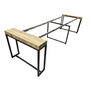 LUCA Table extensible 10-12 personnes effet bois 300cm
