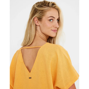 Blusa Manga Corta Lino Naranja - Casilda