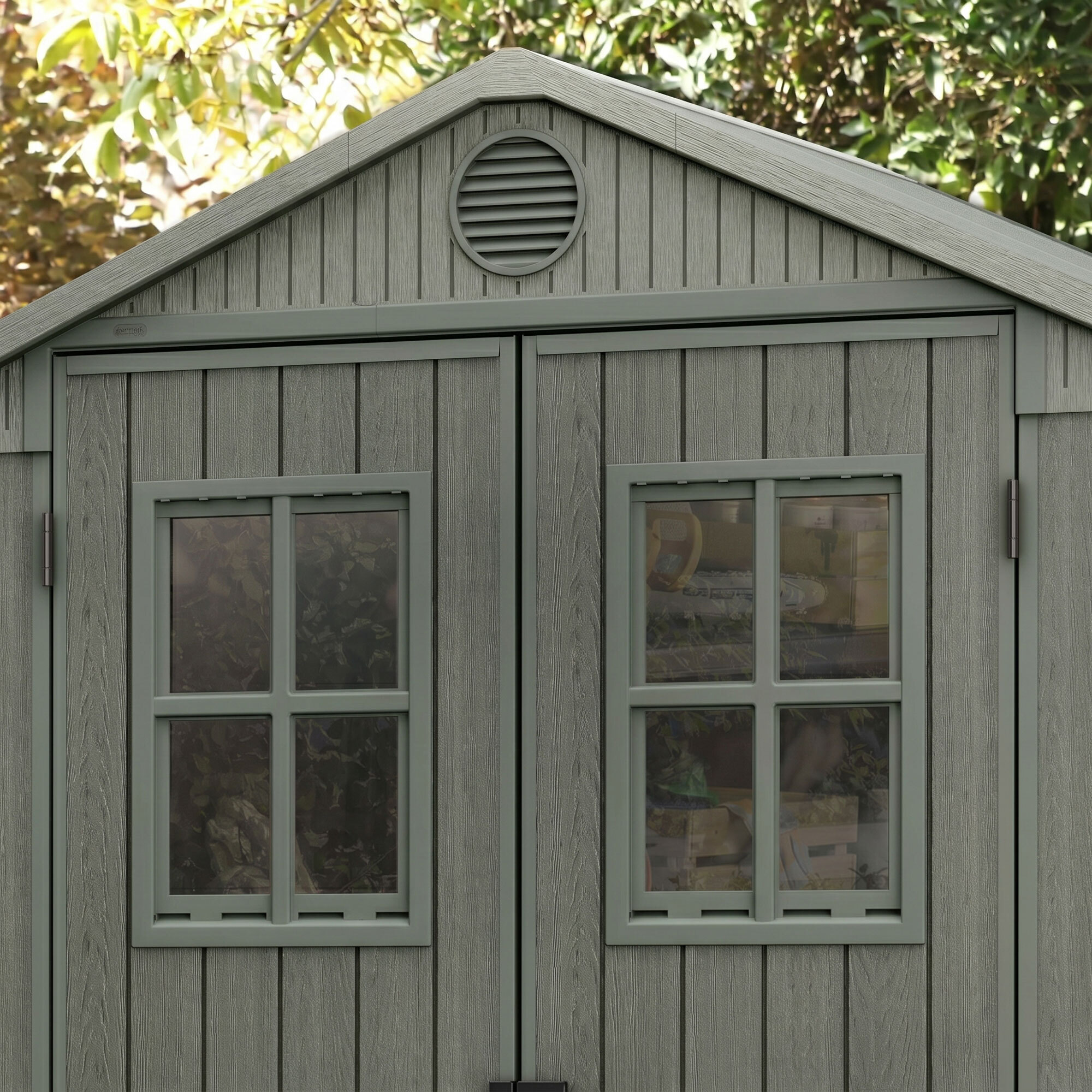 Darwin 6x6 - Casetta da Giardino 190x221x183 2 cm 2 Ante per deposito attrezzi finitura effetto le - gno Evotech+ in Resina Verde