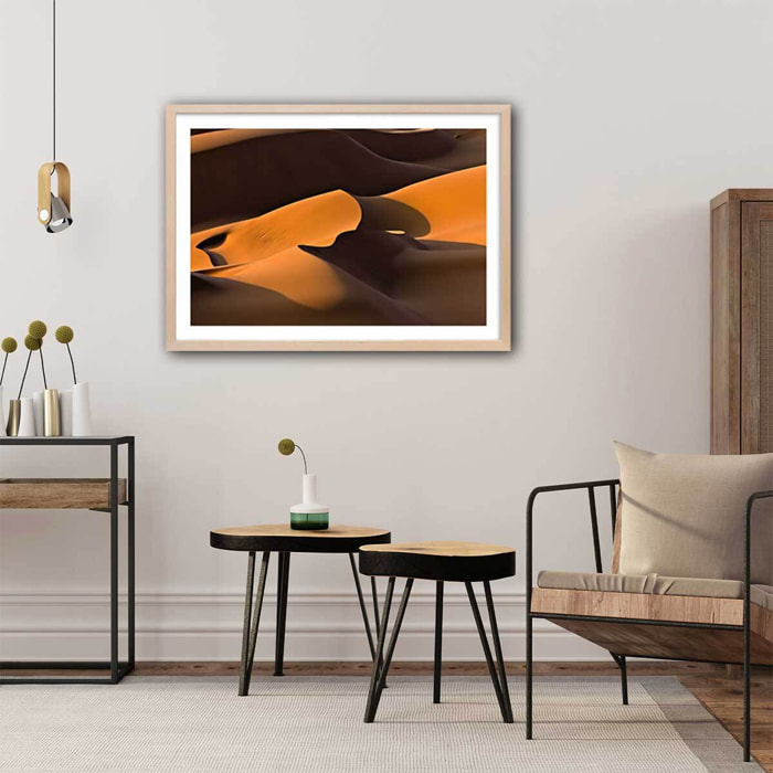 Affiche dune d'Iran Affiche + cadre en bois - Chêne