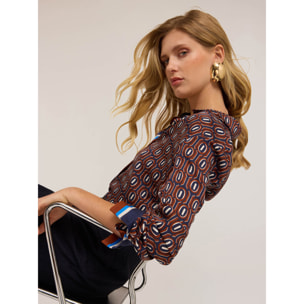 Motivi - Camicia in raso fantasia geometrica - Bordeaux