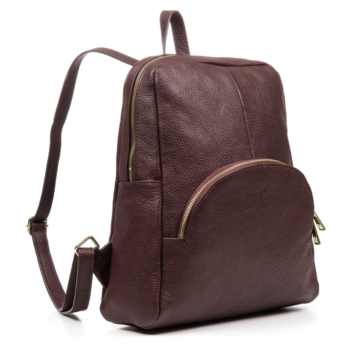 FIRENZE ARTEGIANI Monastier Borsa zaino da donna. Vera pelle Dollaro Made in Italy 28x8x32 Cm. Colore: Borgogna scuro