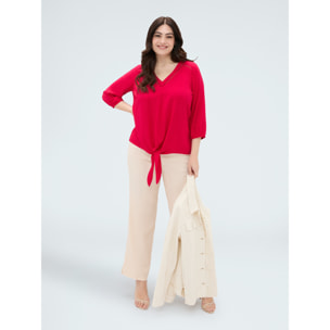 Fiorella Rubino - Blusa in viscosa con nodo al fondo - Fucsia