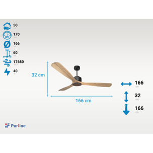 Ventilateur de plafond Réversible  Thermostat Wifi Moteur à courant continu Toits en pente Télécommande Hypersilence Mémoire Shopify Vendible (AUTOMATIQUE) 40   W Noir